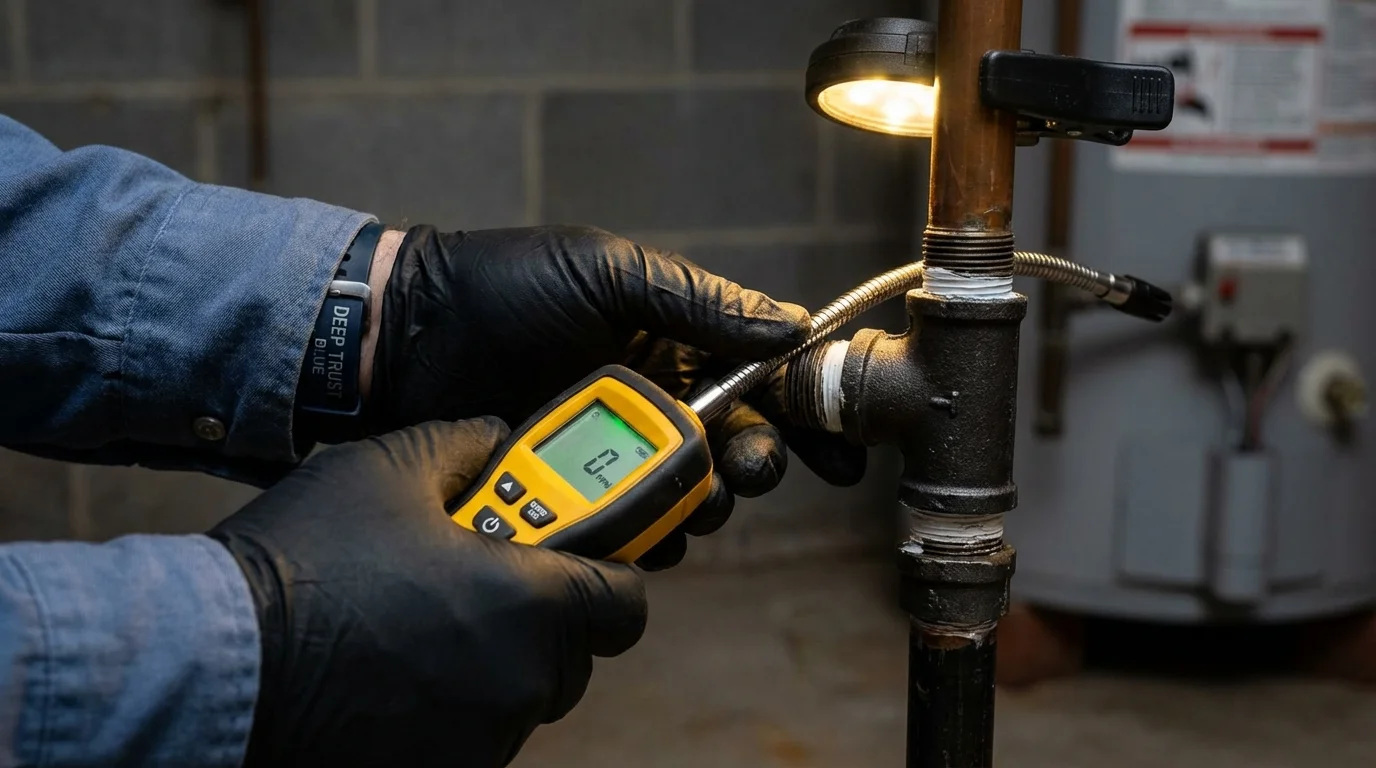 Gas leak detection with electronic sniffer by Johns Plumbing LLC in Nixon