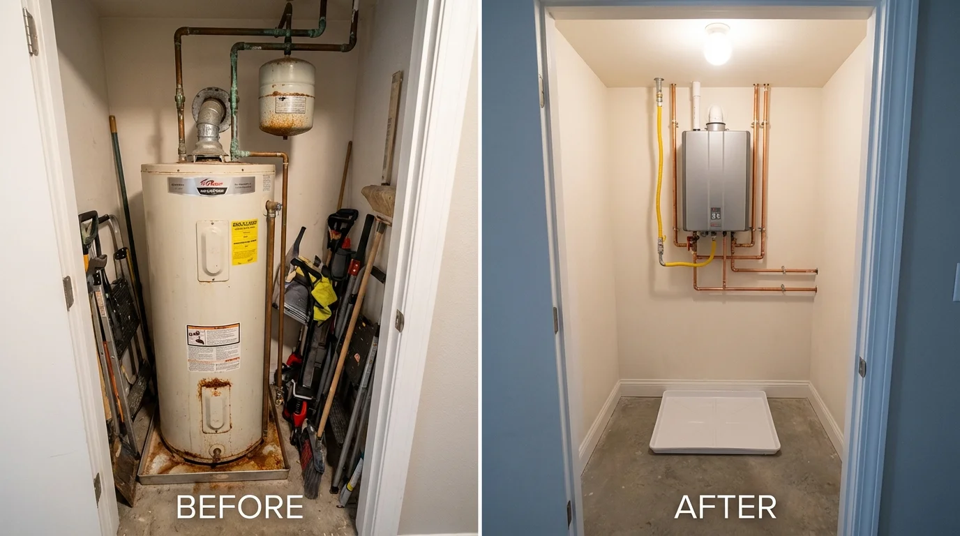 Tank water heater versus wall-mounted tankless unit comparison for Nixon, TX homeowners